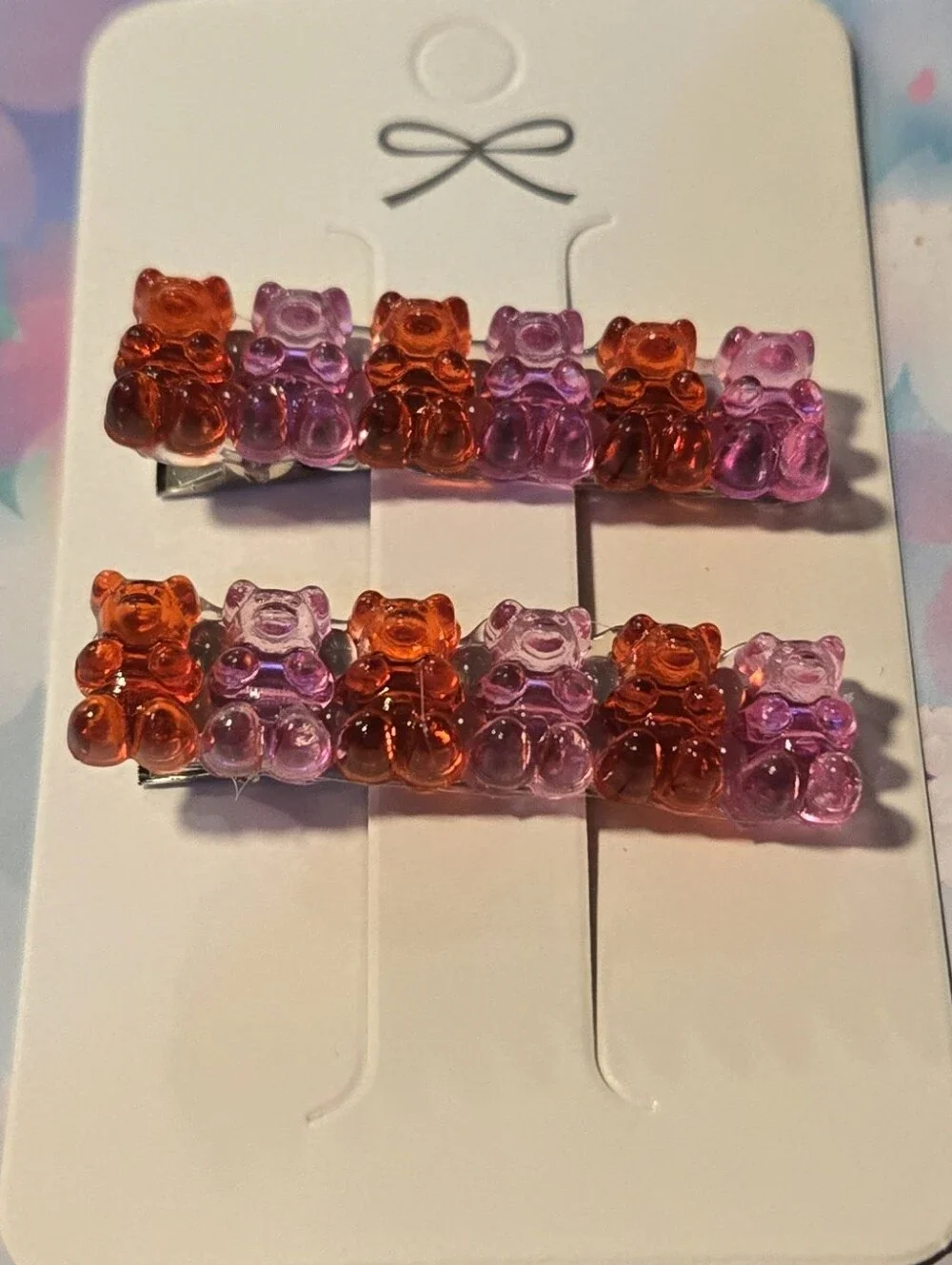 Handcrafted Red & Purple Gummy Bear Hair Clips Set of 2